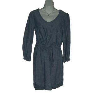 Vintage 90's J. Crew Dress Chambray Blue Tie Shirt Lightweight Denim Retro y2k S